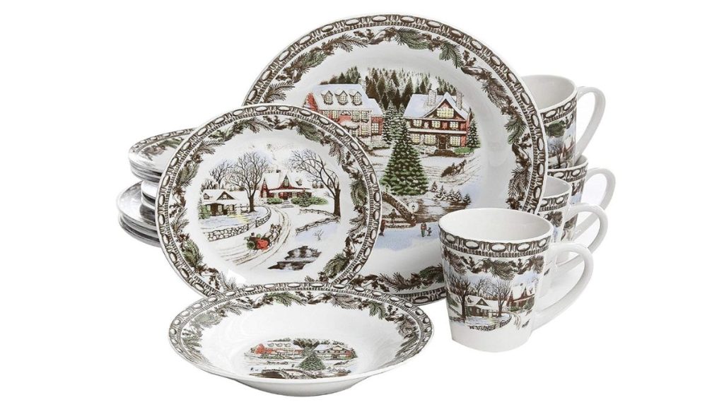 Christmas Toile 16-Piece Dinnerware Set