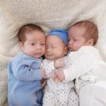 Portrait of newborn triplets - boys close up